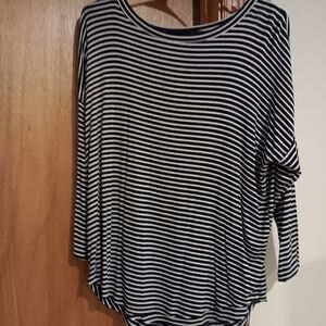 Black and White Striped Women's Top